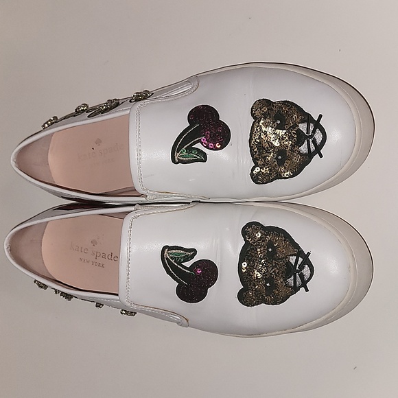 Kate Spade NY Lizbeth Cats Meow Slip On Leather Sneakers, Sz 7.5 - Picture 1 of 5